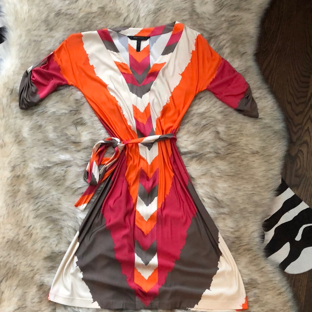 BCBG Multi colored 3/4 sleeve dress.